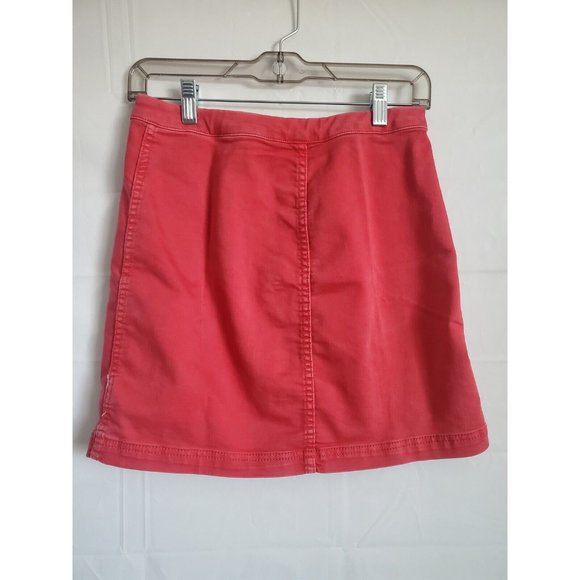 Free People Denim Mini Skirt Full zip Women waist 26" Red - Picture 2 of 8